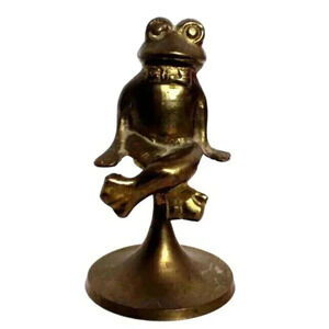 Vintage Style Solid Brass Sitting Frog Animal Figurine Statue Home Decor